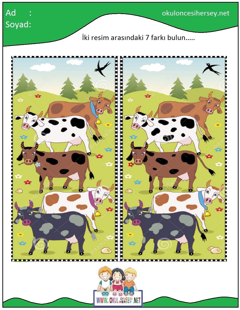 okul öncesi İki Resim Arasındaki Farkı Bul